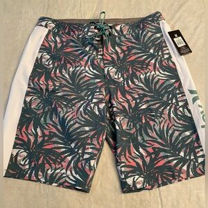 Hurley Tropical Escape Swim Board Short Duck Green Size 32 NWT